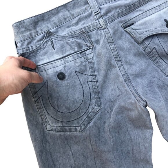 True Religion Jeans Size 34 STRAIGHT FLAP T Gray - Picture 7 of 9